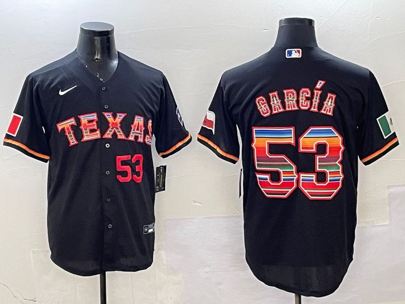 Men Texas Rangers #53 Garcia Black Mexico 2025 Nike MLB Jersey style 7